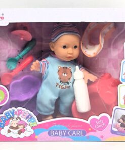Voora Baby Puppe Baby Care Playset – Soft Touch Interactive Doll with 4 Sounds, Potty, and Feeding Kit (Item NO: WZB662-2)