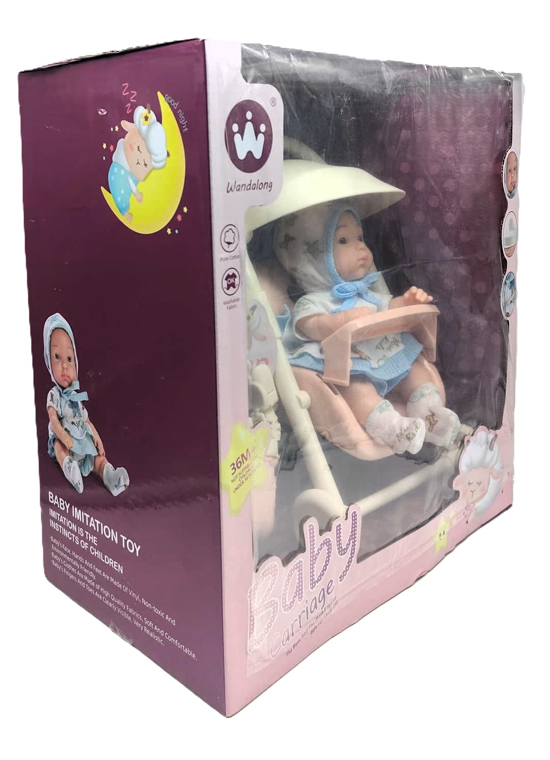 Wandalong 9-Inch Baby Carriage Imitation Toy Playset – Vinyl Doll with Stroller, Feeding Set, and Pacifier (Item NO: W6913A) 2 Wandalong 9-Inch Baby Carriage Imitation Toy Playset – Vinyl Doll with Stroller, Feeding Set, and Pacifier (Item NO: W6913A) - Image 2