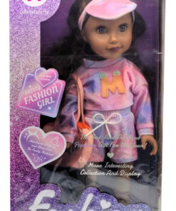 Wandalong 18-Inch Fashion Girl Doll – Brunette in Pastel Tie-Dye Athleisure Outfit with Visor and Tote Bag (Item NO: W18N-43A)