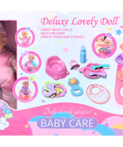 Voora Baby Puppe Deluxe Lovely Doll Baby Care Playset – Soft Touch Interactive Doll with High Chair, Potty, and Feeding Kit (Item NO: WZB668-3)