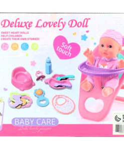 Alternative view of Voora Baby Puppe Deluxe Lovely Doll Baby Care Playset – Soft Touch Interactive Doll with High Chair, Potty, and Feeding Kit (Item NO: WZB668-3)