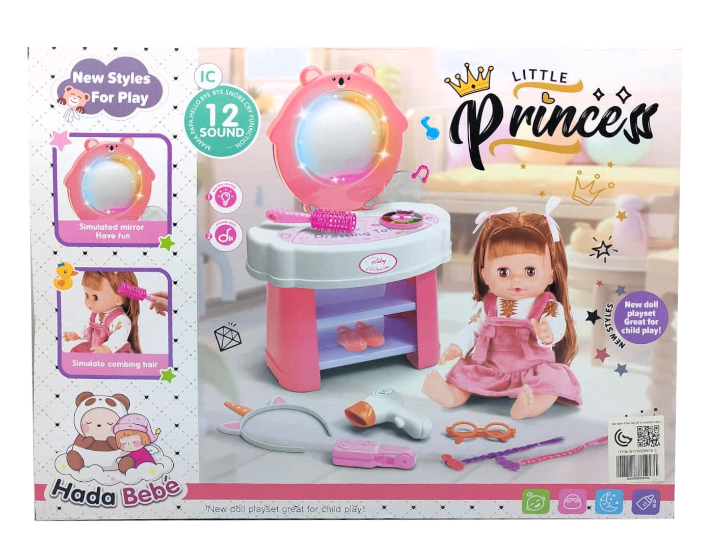 Voora Hada Bebé Little Princess 14-Inch Doll Playset with Light & Sound Dressing Table and Styling Accessories (Item NO: WZB909-6) 4 Voora Hada Bebé Little Princess 14-Inch Doll Playset with Light & Sound Dressing Table and Styling Accessories (Item NO: WZB909-6) - Image 4