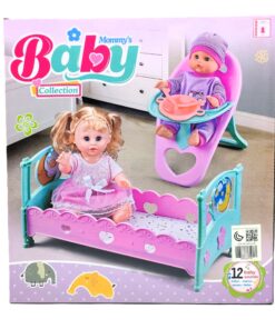 Alternative view of Mommy's Baby Collection – 13-Inch Interactive Drink & Wet Baby Doll Playset with 12 Sounds, High Chair, and Bed (Item NO. NEW246)