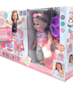 Alternative view of Hada Bebé My Doll 2 in 1 Set – 29cm Baby Doll Playset with Rocking Crib, High Chair, and Care Accessories (Item NO: WZB8178-1)
