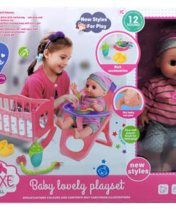 Voora Deluxe Lovely Doll Baby Playset – 14-Inch Interactive Doll with Crib, High Chair, and Accessories (Item NO: WZB1109-1)
