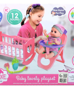 Alternative view of Voora Deluxe Lovely Doll Baby Playset – 14-Inch Interactive Doll with Crib, High Chair, and Accessories (Item NO: WZB1109-1)