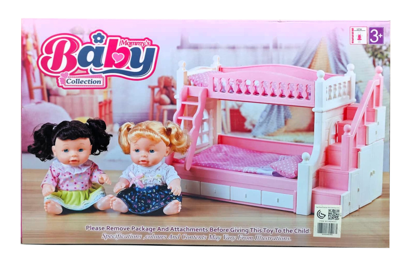 Mommy's Baby Collection – 12-Inch Twin Baby Dolls Playset with Drink & Wet Features, Double-Deck Bunk Bed, and Potty (Item NO. NEW323) 2 Mommy's Baby Collection – 12-Inch Twin Baby Dolls Playset with Drink & Wet Features, Double-Deck Bunk Bed, and Potty (Item NO. NEW323) - Image 2