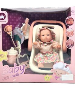 Wandalong 9-Inch Baby Cradle Imitation Toy Playset – Vinyl Doll with Carrier, Feeding Set, and Pacifier (Item NO: W6917A)