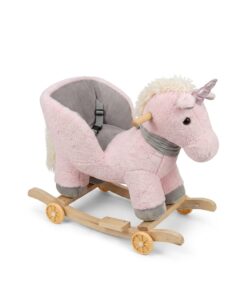 2-in-1 Magical Pink Unicorn Rocker & Roller with Safety Seat