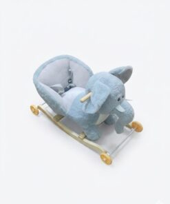 Alternative view of 2-in-1 Pastel Blue Plush Elephant Rocker & Roller with Safety Seat