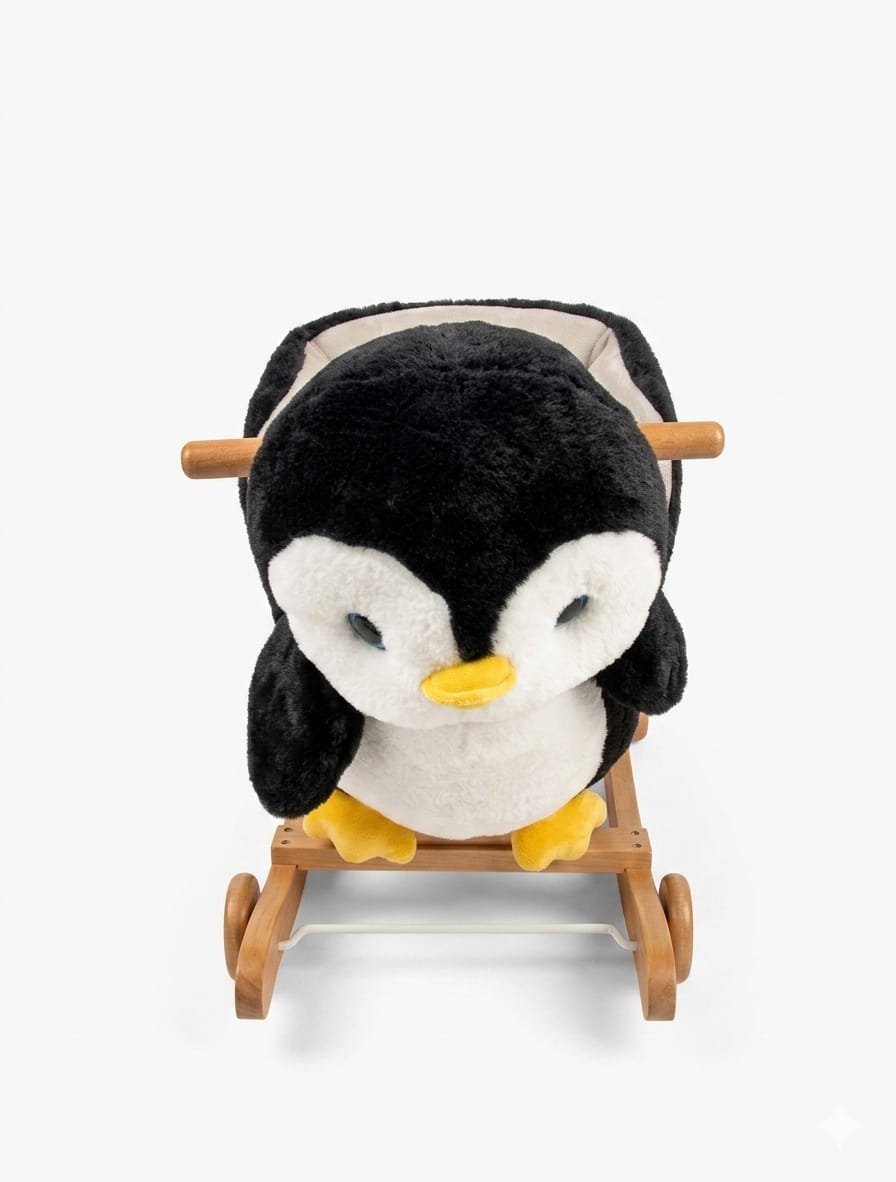 2-in-1 Plush Penguin Rocker & Roller with Safety Seat 2 2-in-1 Plush Penguin Rocker & Roller with Safety Seat - Image 2