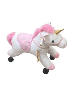 Alternative view of Magical Plush Ride-On Unicorn Toy with Wheels (Pink & Gold)