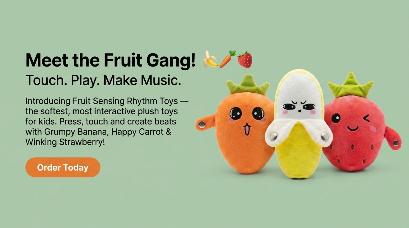 al3aby 1 Fruit Sensing Rhythm Toys - Banana Carrot Strawberry Plush - Al3aby Kuwait