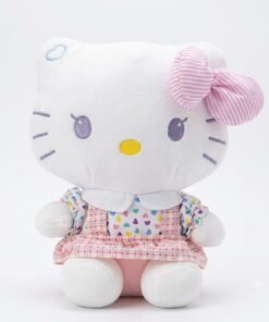 Hello Kitty Heart-Print & Plaid Pinafore Plush Toy
