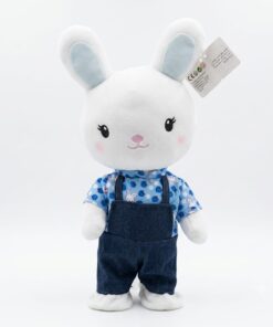Interactive Dancing Bunny Plush in Denim Overalls
